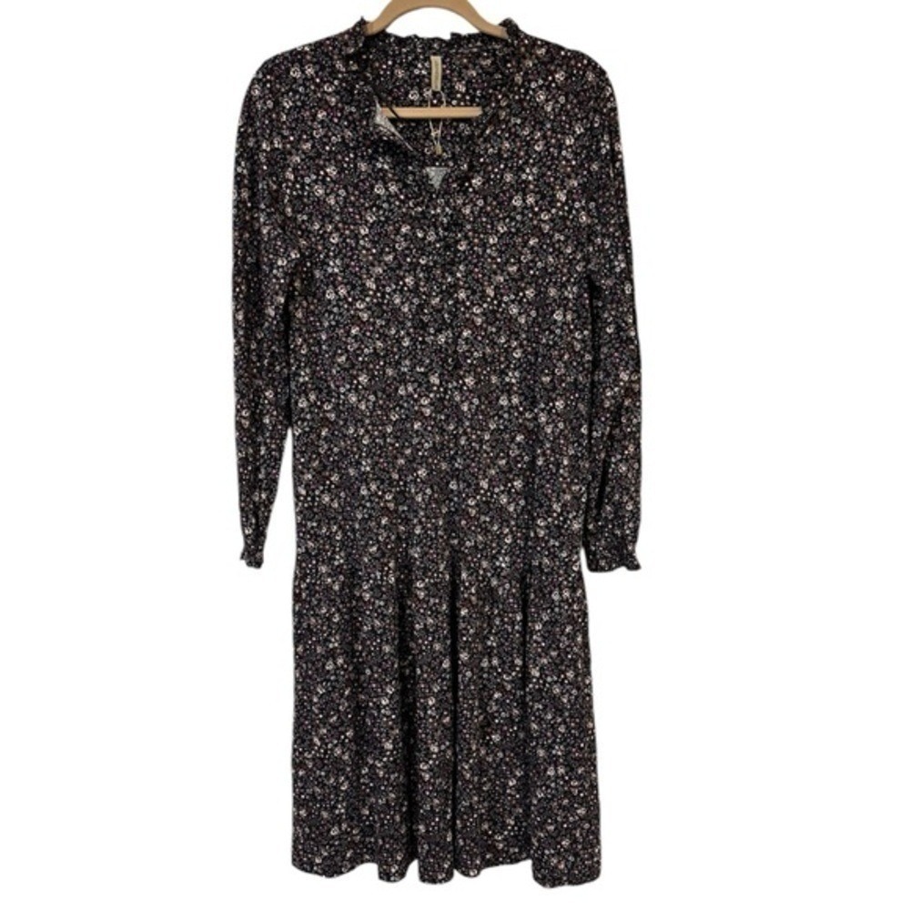 Soyaconcept Floral‎ Print Long Sleeve Midi Dress Boho Casual Medium